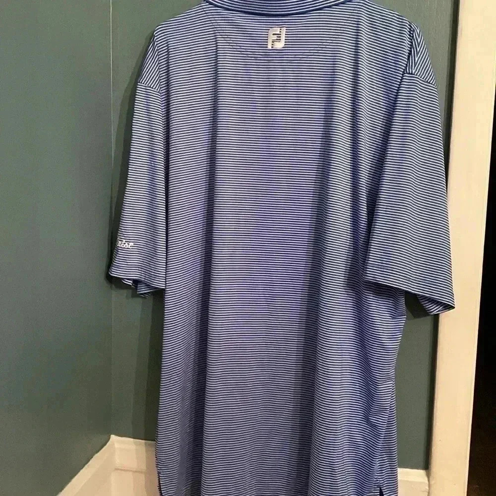 Footjoy XL blue and white stripe gold polo - like new - Picture 7 of 7